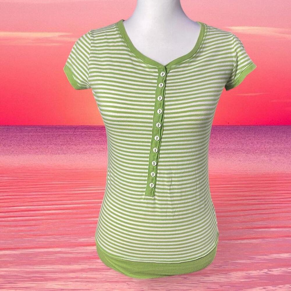 Y2K Green Striped Tee